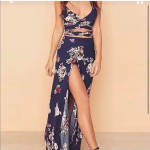 Two piece floral skirt set